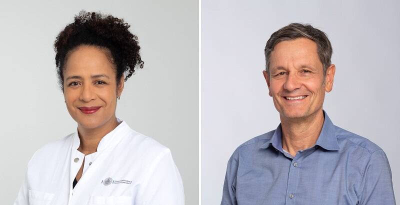 Prof. Dr. Marylyn Addo, Sprecherin des neuen SFB 1648 „Emerging Viruses: Pathogenesis, Structure, Immunity“, und Prof. Dr. Christian Büchel, der die Forschung in den Teilprojekten des Sonderforschungsbereiches/Transregio: „Treatment Expectation“  am UKE