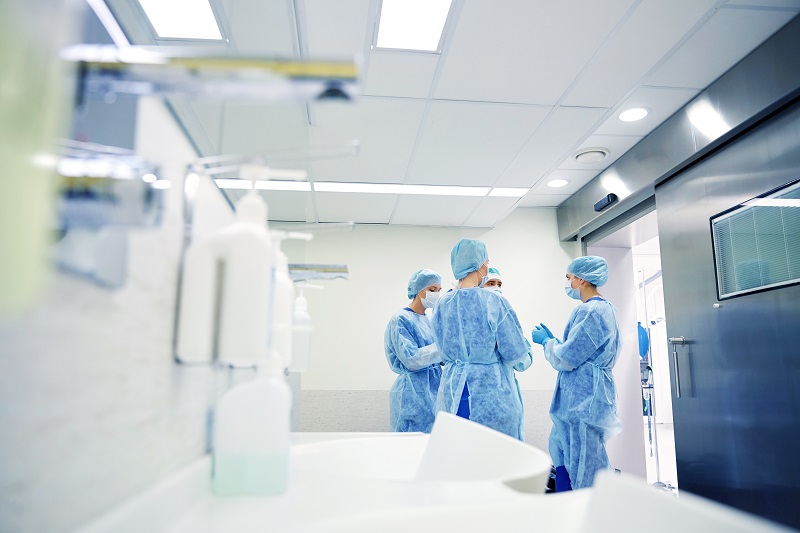 The surgical team prepares for an upcoming operation.